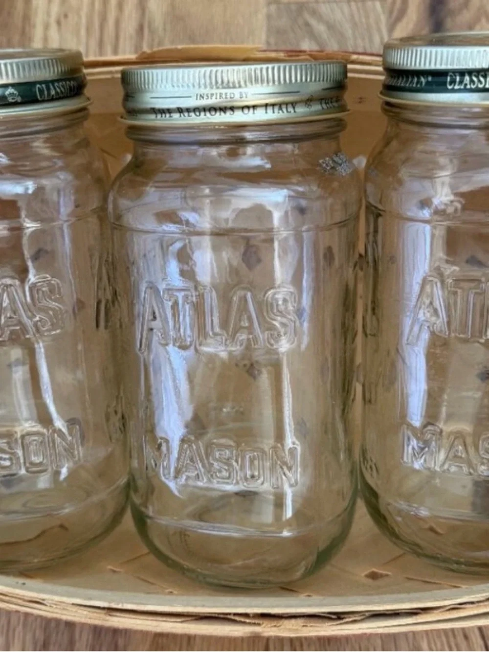 Rustic Primitive Farmhouse Red Ribbon Basket w/ Mason Jars Like New Final Sale